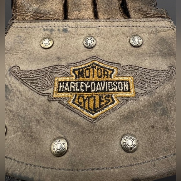 ⚡️HARLEY-DAVIDSON⚡️ Vintage Leather/Studded Guantlet Motorcycle Gloves - Picture 11 of 14